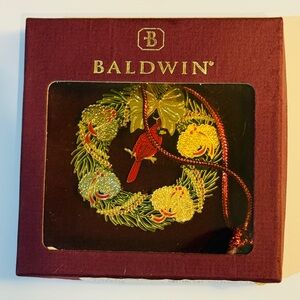 Baldwin Christmas Cardinal Wreath Ornament